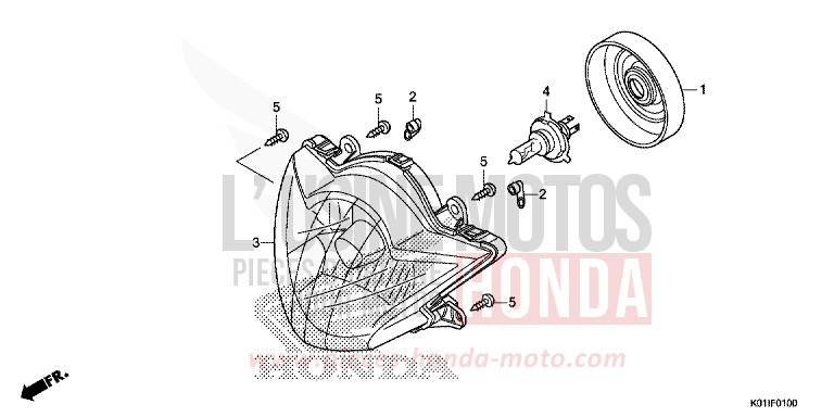 SCHEINWERFER von SH125 PEARL NIGHTSTAR BLACK (NHA84) von 2014