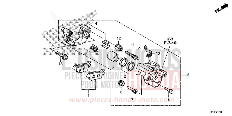 ETRIER DE FREIN ARRIERE von SH125AD PEARL SIENA RED (R320) von 2014