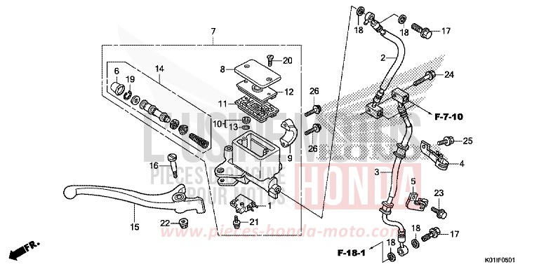 MAITRE-CYLINDRE DE FREIN AVANT CYLINDRE (ABS) von SH125 PEARL COOL WHITE (NHA16) von 2014