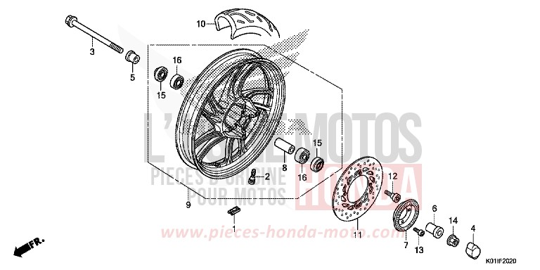 VORDERRAD von SH125 PEARL COOL WHITE (NHA16) von 2014