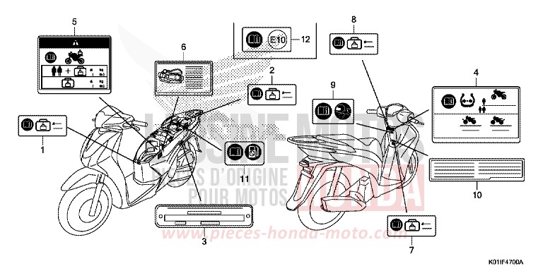 ETIQUETTE DE PRECAUTIONS von SH125AD PEARL COOL WHITE (NHA16) von 2014
