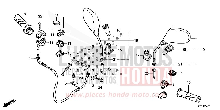 COMMUTATEUR/CABLE/MIROIR von SH125AD PEARL COOL WHITE (NHA16) von 2014