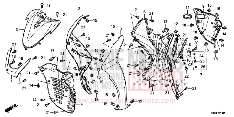 GAINE DE PROTECTION AVANT von SH125AD PEARL COOL WHITE (NHA16) von 2014