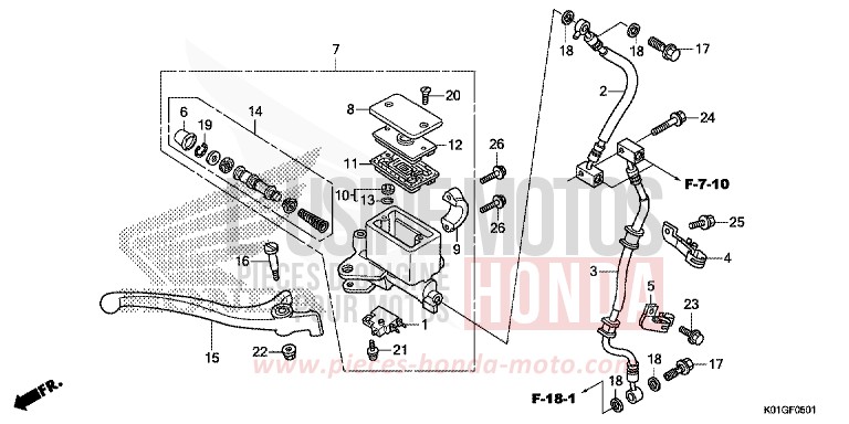 MAITRE-CYLINDRE DE FREIN AVANT CYLINDRE (ABS) von SH125 M00NDUST SILVER METALLIC (NHB29) von 2016