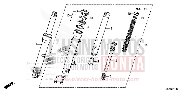 GABEL, VORNE von SH125 PEARL COOL WHITE (NHA16) von 2016