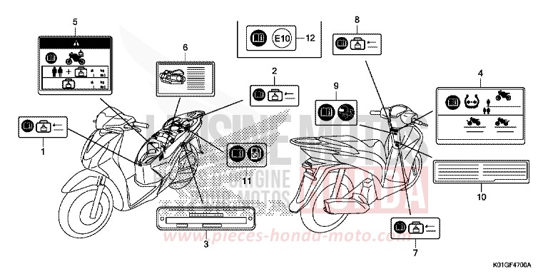 ETIQUETTE DE PRECAUTIONS von SH125AD PEARL COOL WHITE (NHA16) von 2016
