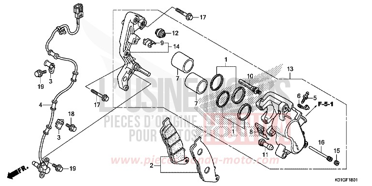 ETRIER DE FREIN AVANT (ABS) von SH125 PEARL SIENA RED (R320) von 2016