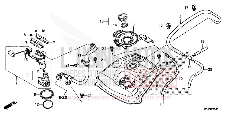 RESERVOIR A CARBURANT von SH125AD PEARL SIENA RED (R320) von 2016