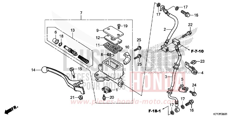 MAITRE-CYLINDRE DE FREIN AVANT CYLINDRE (SH125AD/SH150AD) von SH125AD PEARL NIGHTSTAR BLACK (NHA84) von 2017