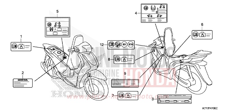 ETIQUETTE DE PRECAUTIONS von SH125AD MAT CYNOS GRAY METALLIC (NH312) von 2019