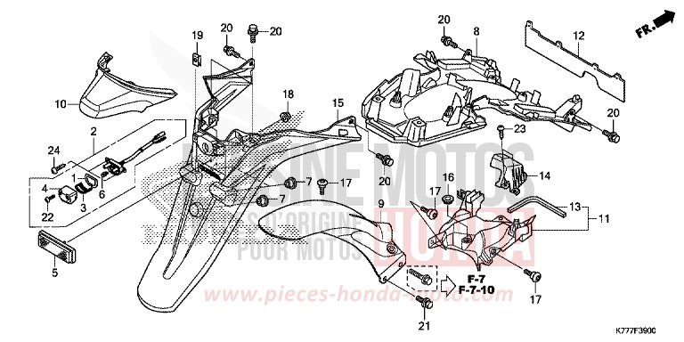 GARDE-BOUE ARRIERE/FEU D'IMMATRICULATION von SH125 MAT CYNOS GRAY METALLIC (NH312) von 2019