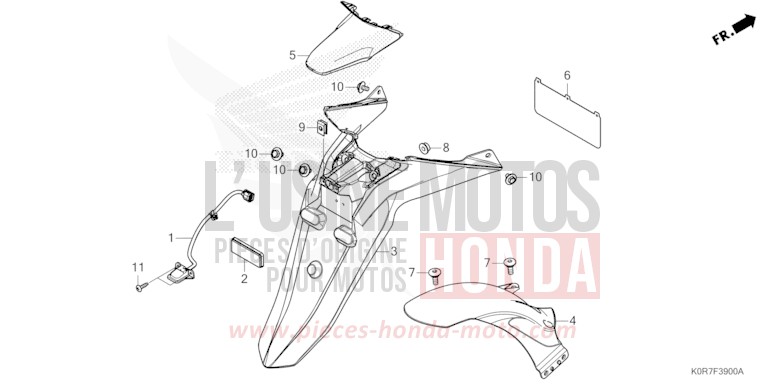 GARDE-BOUE ARRIERE/FEU D'IMMATRICULATION von SH125AD PEARL NIGHTSTAR BLACK (NHA84) von 2020