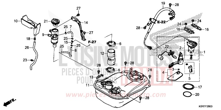 RESERVOIR A CARBURANT von SH125AD PEARL SPLENDOR RED (R369) von 2020