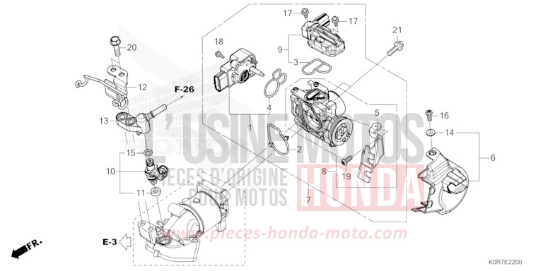CORPS DE PAPILLON/INJECTEUR DE CARBURANT von SH125AD PEARL COOL WHITE (NHA16) von 2020