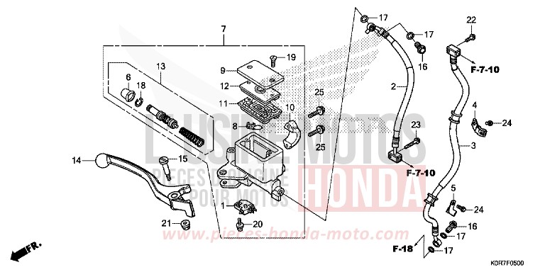 MAITRE-CYLINDRE DE FREIN AVANT CYLINDRE von SH125AD PEARL SPLENDOR RED (R369) von 2020