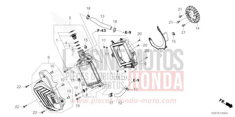 RADIATEUR von SH125AD PEARL SPLENDOR RED (R369) von 2022