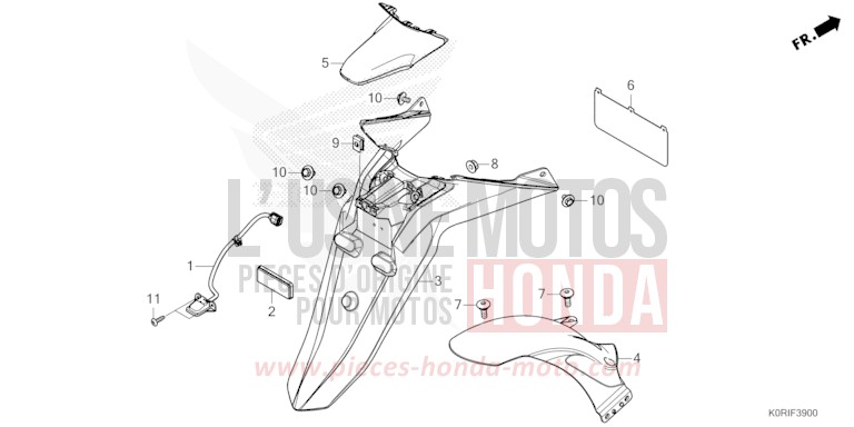 GARDE-BOUE ARRIERE/FEU D'IMMATRICULATION von SH125 MAT PEARL COOL WHITE (NHB44) von 2023