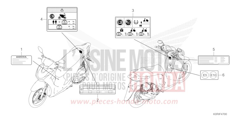 ETIQUETTE DE PRECAUTIONS von SH125 PEARL FALCON GRAY (NHC61) von 2023
