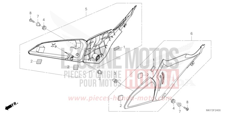 SEITENABDECKUNG von CBR650R MAT GUNPOWDER BLACK METALLIC (NH436) von 2022