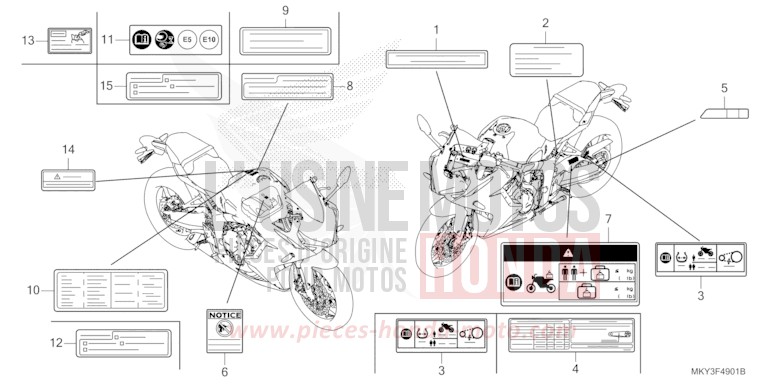 WARNETIKETT (CBR650RA) von CBR650R MAT GUNPOWDER BLACK METALLIC (NH436) von 2022