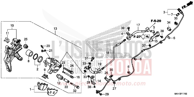 HINTERRAD-BREMSSATTEL von X-ADV PEARL GLARE WHITE (NHB53) von 2017