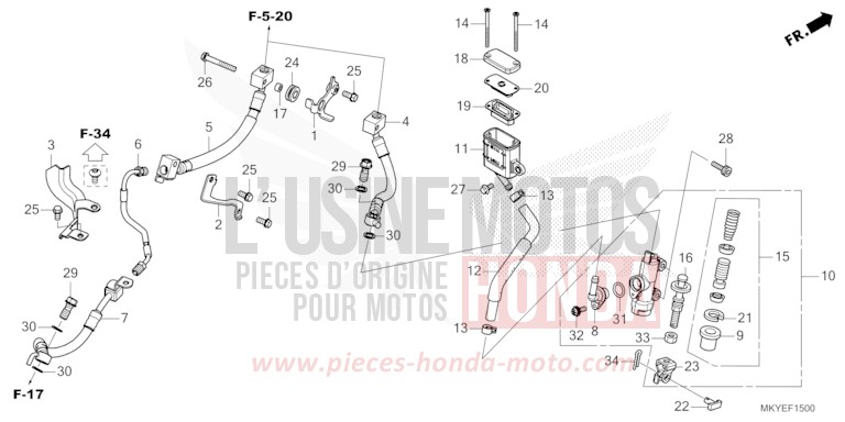 REAR BRAKE MASTER CYLINDER von CB650R MAT GUNPOWDER BLACK METALLIC (NH436) von 2024