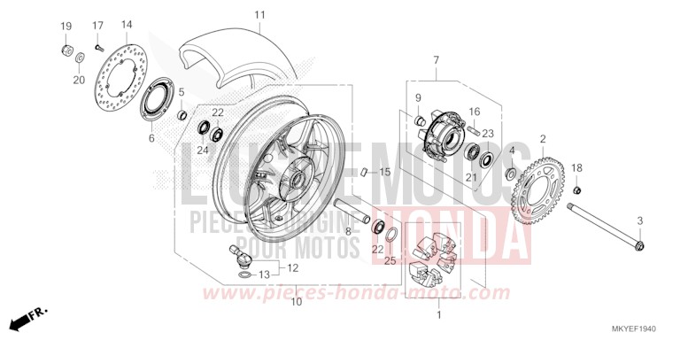 HINTERRAD von CB650R PEARL SMOKY GRAY (NHC53) von 2024