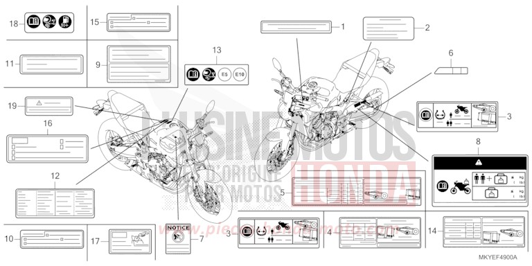WARNETIKETT (CB650RA/CB650RAC) von CB650R PEARL SMOKY GRAY (NHC53) von 2024