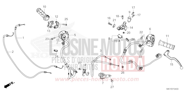HEBELGRIFF/SCHALTER/KABEL (CB650RA/CB650RAC) von CB650R CANDY CHROMOSPHERE RED (R381) von 2024
