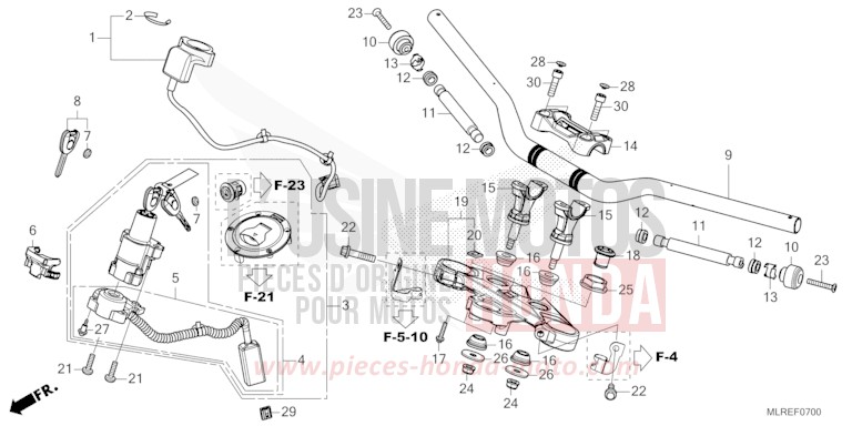ROHRGRIFF/OBERE BRUECKE von CB500F PEARL HIMALAYAS WHITE (NHA87) von 2024