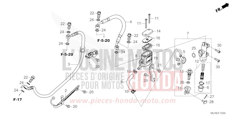 REAR BRAKE MASTER CYLINDER von CB500F PEARL HIMALAYAS WHITE (NHA87) von 2024