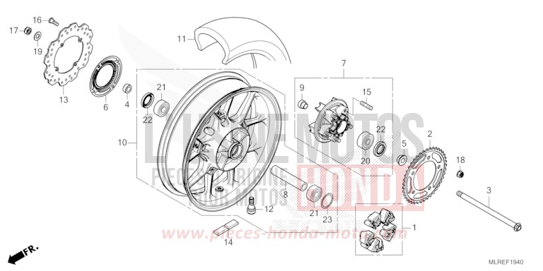 HINTERRAD von CB500F PEARL HIMALAYAS WHITE (NHA87) von 2024