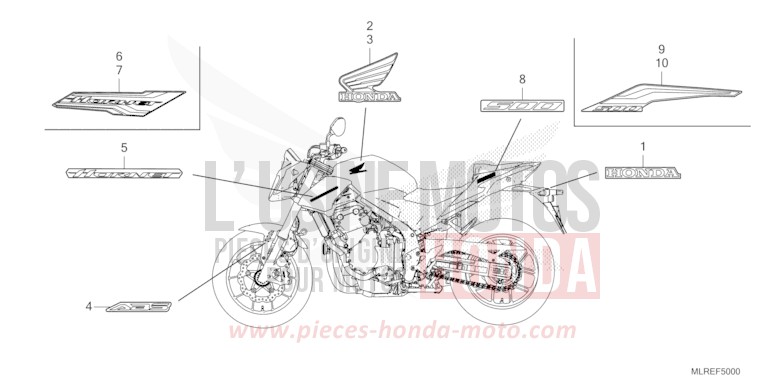 MARKE/STREIFEN von CB500F PEARL HIMALAYAS WHITE (NHA87) von 2024
