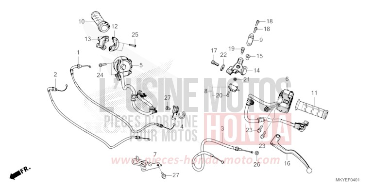 HEBELGRIFF/SCHALTER/KABEL (CBR650RA/CBR650RAC) von CBR650R GRAND PRIX RED (R380) von 2024