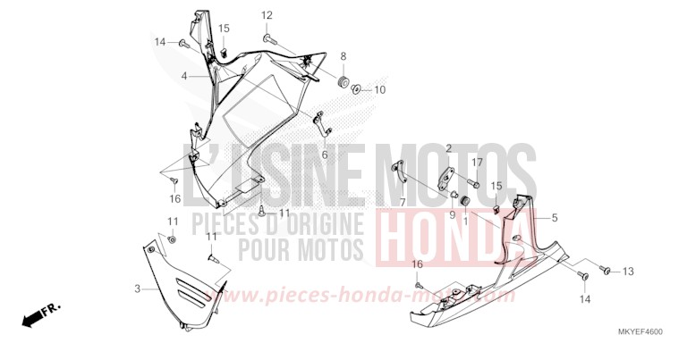 UNTERER WINDLAUF von CBR650R GRAND PRIX RED (R380) von 2024