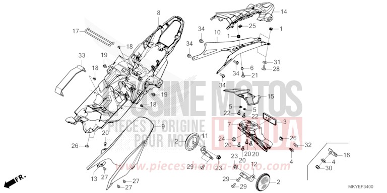 KOTFLUEGEL, HINTEN von CBR650R MAT GUNPOWDER BLACK METALLIC (NH436) von 2024