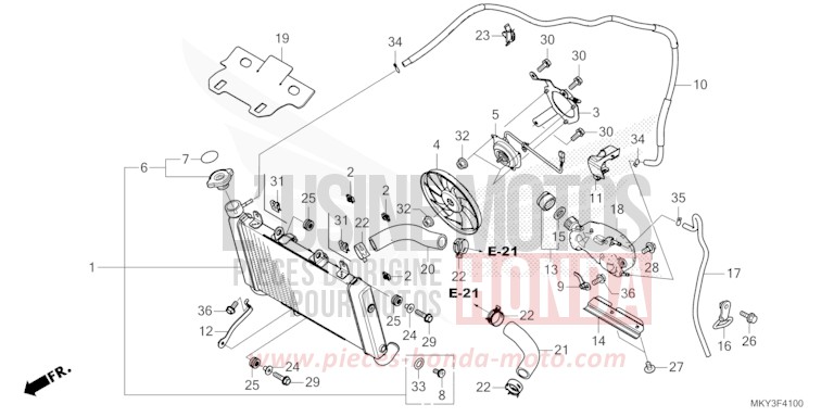 KUEHLER von CBR650R GRAND PRIX RED (R380) von 2023