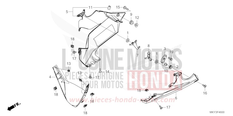 UNTERER WINDLAUF von CBR650R GRAND PRIX RED (R380) von 2023