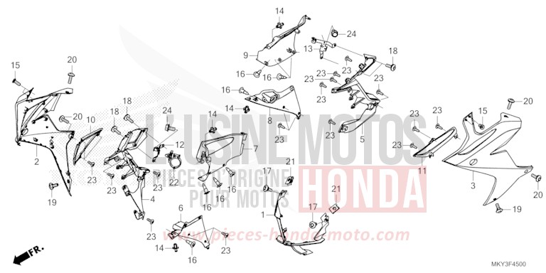 MITTLERER WINDLAUF von CBR650R MAT GUNPOWDER BLACK METALLIC (NH436) von 2023