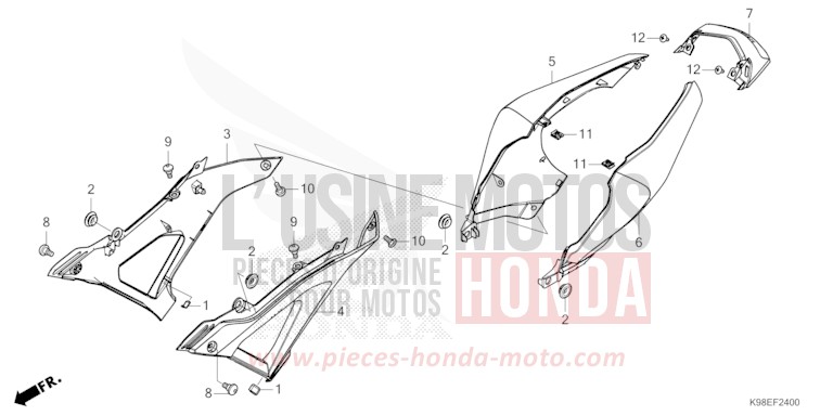 SEITENABDECKUNG von CB125R MAT CYNOS GRAY METALLIC (NH312) von 2024