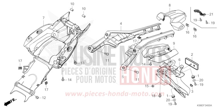KOTFLUEGEL, HINTEN von CB125R MAT CYNOS GRAY METALLIC (NH312) von 2024