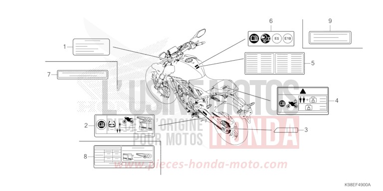 WARNETIKETT von CB125R MAT CYNOS GRAY METALLIC (NH312) von 2024