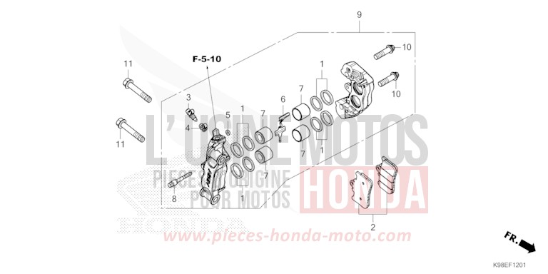 VORDERRAD-BREMSSATTEL (CBF125NAR) von CB125R PEARL COOL WHITE (NHA16) von 2024