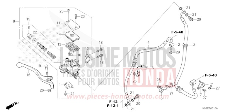 HAUPTBREMSZYLINDER, VORNE ZYLINDER von CB125R PEARL SPLENDOR RED (R369) von 2024