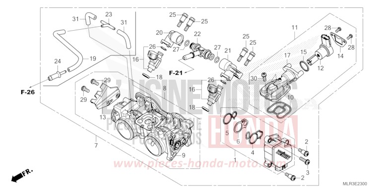 DROSSELKLAPPENGEHAEUSE von CBR500R GRAND PRIX RED (R380) von 2024
