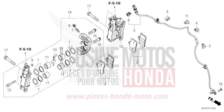 VORDERRAD-BREMSSATTEL von CBR500R GRAND PRIX RED (R380) von 2024
