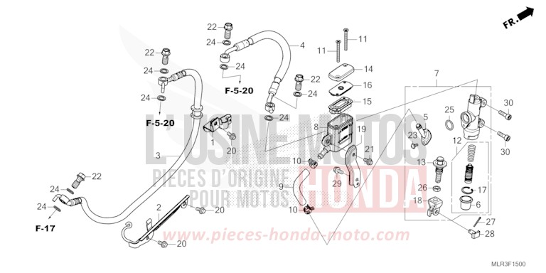 REAR BRAKE MASTER CYLINDER von CBR500R GRAND PRIX RED (R380) von 2024