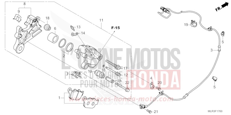 HINTERRAD-BREMSSATTEL von CBR500R GRAND PRIX RED (R380) von 2024