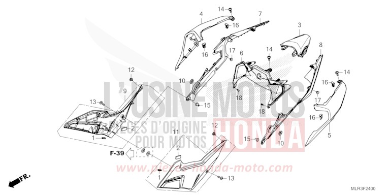 SEITENABDECKUNG/WINDLAUF, HINTEN von CBR500R GRAND PRIX RED (R380) von 2024