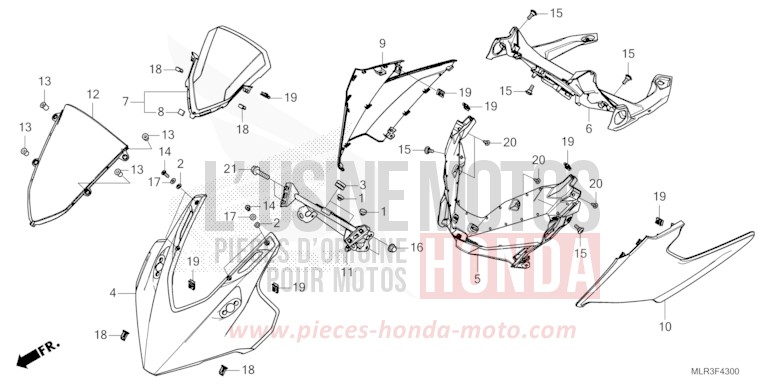 OBERER WINDLAUF von CBR500R GRAND PRIX RED (R380) von 2024